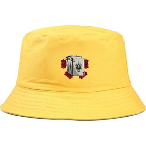 Poker game print Bucket Hat men Cotton Fishing Hunting Cap Outdoor Beach Fisherman Panama Womens Bucket Hat