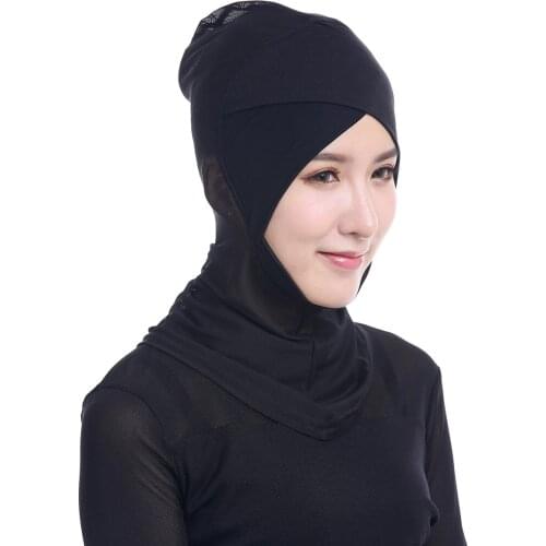 Womens Muslim Underscarf Inner-cap Modal and Net Hijab Saudi Arabia Islamic Wrap Stretch Elastic Scarf Hijab Shawl