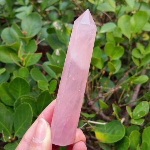 1pcs 74G Natural Rose Quartz Crystal Obelisk Figurine Altar Healing Reiki Balance