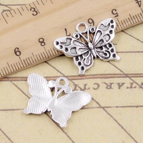 10pcs Charms Butterfly 20x25mm Tibetan Silver Color Pendants Antique Jewelry Making DIY Handmade Craft Pendant