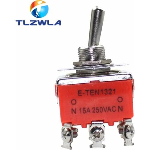 100Pcs E-TEN1321 Toggle switch 6PIN ON-ON Power switch 15A 250V Rocker head switch 12mm