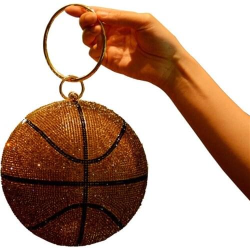 17x17CM Rubber Diamond Spherical Women Messenger Bags Handbag Rhinestone Basketball Dinner Bag Chain Bag Women a6740