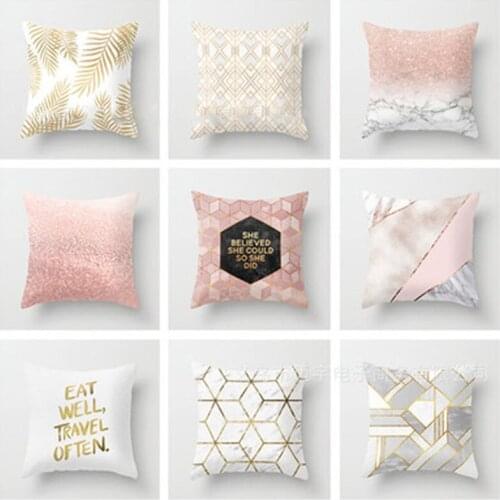 2019 Gold Bronzing Pillow Cases Luxury Geometric Pineapple Cotton Pillow Case White Bedroom Home Office Decorative