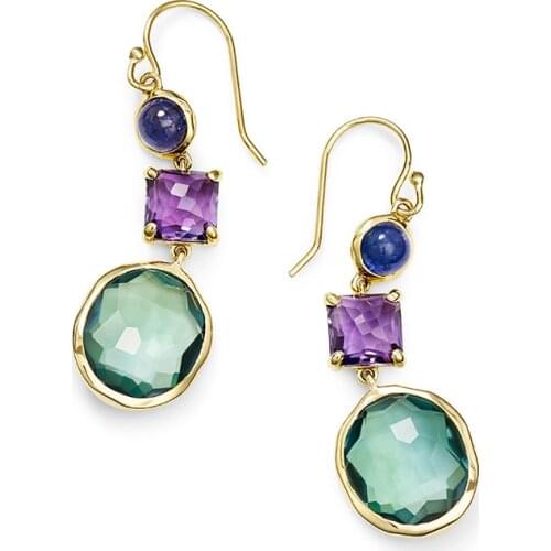 2021 New Fashion 14k Yellow Gold Drop Earrings Topaz Crystal Wedding Engagement Jewelry Luxury Sexy Ethnic Long Earrings Gifts