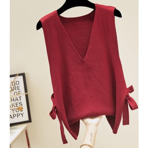 2021 Fashion Knitted Vest Women Casual Pullover Sweater Female Sleeveless V-Neck Tops Ladies Loose Casual Knitted Sweater H573