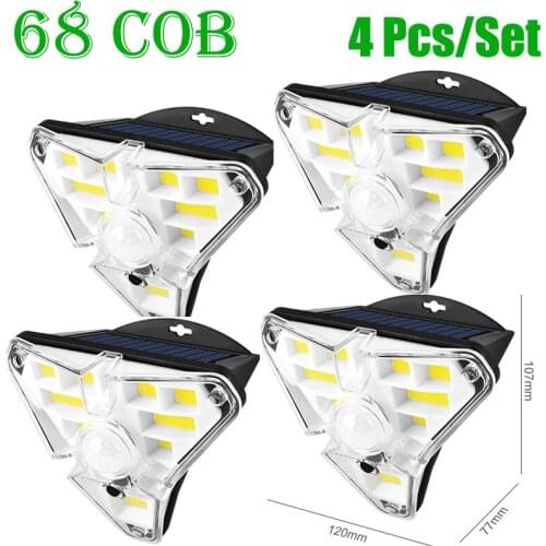 3 Modes 68SMD/COB Solar Light Outdoor Graden Lamp Outdoor Lighting Human Sensor Solar Lamp Wall Lights