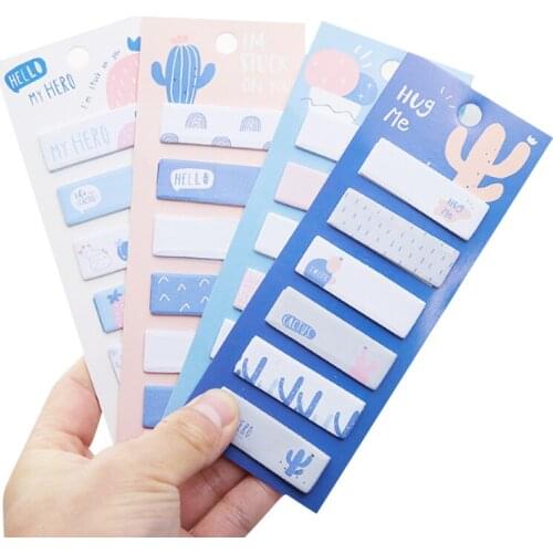 30packs/lot Cactus Series Small Strip Paper Loose Memo Pad Decorative Bookmark Mark Label For Notepad Stationery Wholesale