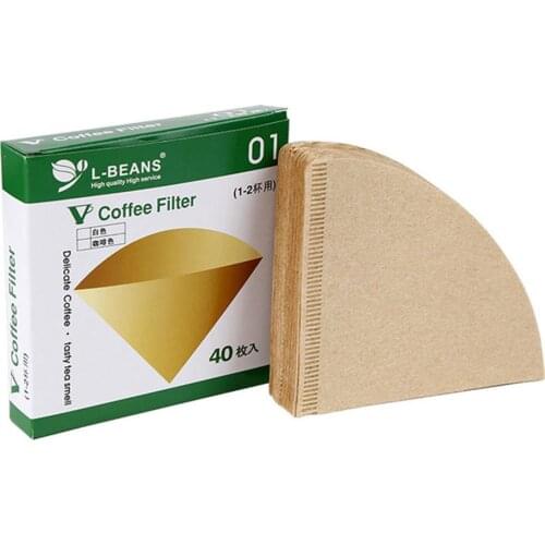 40PCS/Lot Coffee Filter Papers Unbleached Original Wooden Drip Paper Cone Shape Coffee Tools Green Tea Bag StrainerTea Infuser