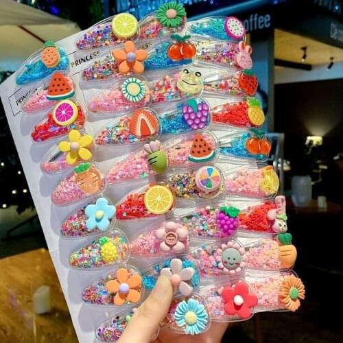 5pcs/set Girls Colorful Hairpins Baby Girl Hair Clips Cute Flower Hair Accessories Cartoon Fruit Animal Kids Hairgrips