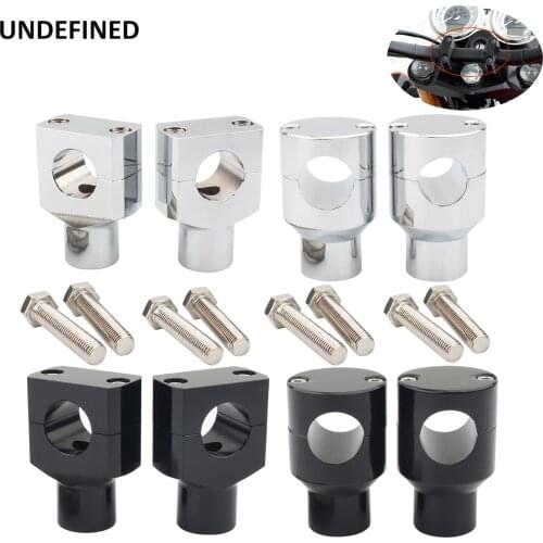 7/8" 1" Handlebar Riser Clamp Bracket Aluminum For Harley Bobber Chopper Cruiser Custom Bikes 22mm 25mm Handlebars Black Chrome