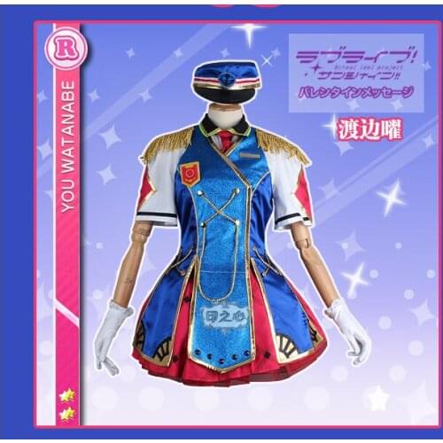Anime! Lovelive Sunshine Aqours Watanabe You Happy Party Train sj Uniform Cosplay Costume For Women Free Shipping