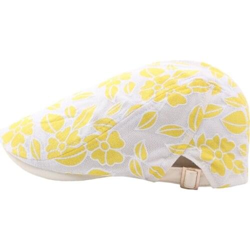 Beret WOMENS Summer Mesh Elegant Ultra-Thin Breathable Mesh College Style Cool Korean-style Flower Pattern Duckbill Hat