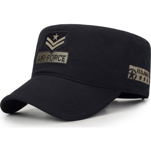 Men Women Cotton Flat Top Baseball Cap Outdoor Sport Army Cadet Cap Military Hat Fashion Peaked Cap Embroidery