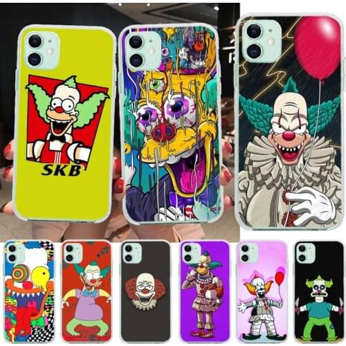 CUTEWANAN KRUSTY Crazy Clown Black TPU Soft Phone Case Cover for iPhone 11 pro XS MAX 8 7 6 6S Plus X 5S SE 2020 XR cover