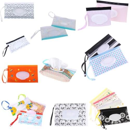 Eco-Friendly Baby Wipes Bag Wet Wipe Box Cleaning Wipes Portable Bag Container Case Kids Reusable Wet Wipes Bag Chaning Pad