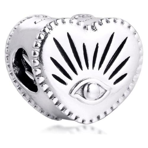 GPY All-seeing Eye & Heart Charms 925 Original Fit Pandora Bracelet Sterling Silver Beads for Jewelry Making DIY Kralen