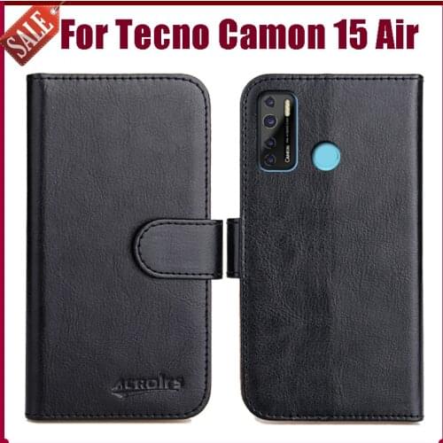 Hot! Tecno Camon 15 Air Case 6.6" Fashion 6 Colors Flip Soft Leather Phone Wallet Cover For Tecno Camon 15 Air Case Card Solts