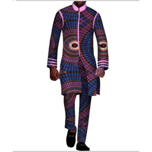 Stock Size Low Price Men African Clothing Dashiki Shirts and Pant 2 Pieces Set Plus Size African Dashiki Dress and Pant WYN233