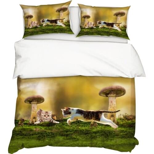 YuXiu 3D Bedding Set Animal Cats Stars blue Duvet Covers 3Pcs Sets Bed Linen Quilt Cover King Queen Full Twin Double Size