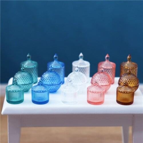 Doll House Glass Jar with Lid Handmade Accessories Candy Jar Bottles Mini Food