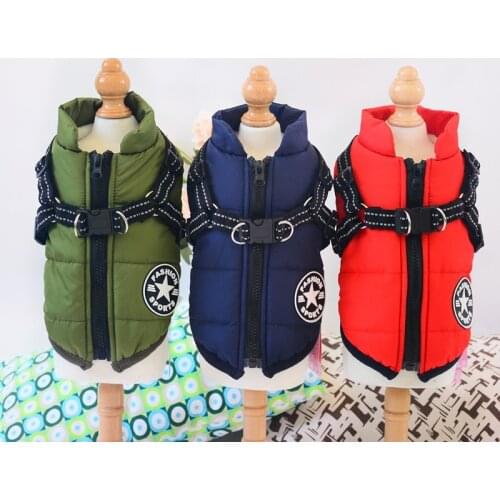 Small Large Pet Dog Jacket With Harness Winter Warm Dog Clothes For Labrador Waterproof Dog Coat Chihuahua French Bulldog Outfit