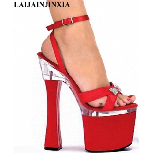 LAIJIANJINXIA Women New Sexy Pole Dance Sandals 18 CM High-Heeled Shoes 7 inch Cross Ankle-Strap High-Heeled Dance Sandals