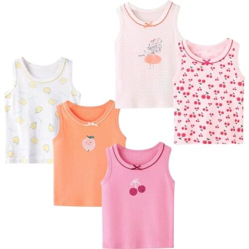 Summer Girls T Shirt Cotton Sweet Children Tops Teenage Clothes Sleeveless T-shirt Girl Tops Tees Camisole Baby Undershirt Beach
