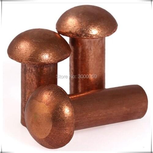 M5x10mm GB867/DIN660 Brass Copper Cup Round Head Solid Rivets 50pcs/lot