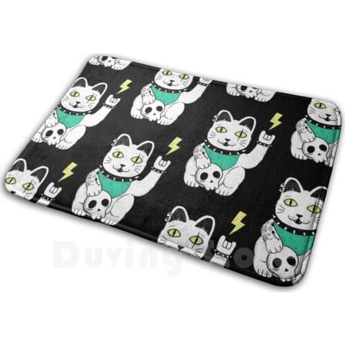 Maneki Metal Mat Rug Carpet Anti-Slip Floor Mats Bedroom Maneki Neko Cat Lucky Heavy Metal Funny Fun Lucky Cat Maneki Neko