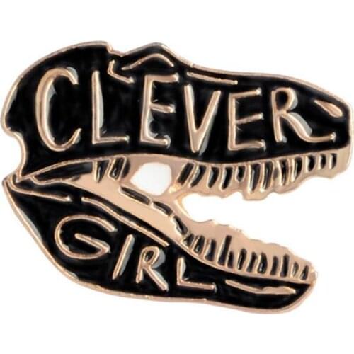 Fashion Dinosaur Head Letters Print Enamel Unisex Brooch Pin Coat Sweater Shirt Ornament Unique Style Brooch Pin For Women Party