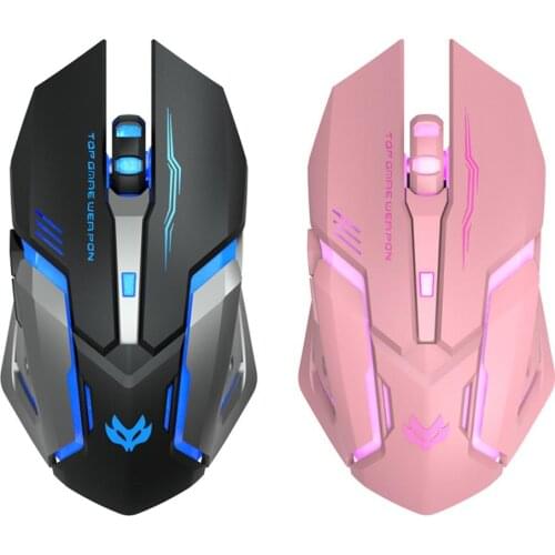 Pink Black T1 Ergonomic 2.4G Rechargeable Mouse for PC Computer Silent Backlit USB Optical Wireless Gaming Mouse