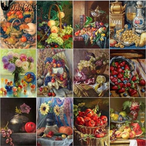 Vintage Fruit Diamond Painting Platform Peach Cross Stitch Embroidery 5D Diy Mosaic Kit Hand Inlaid Gift Design Wall Decoration