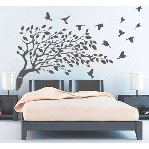 Tree Wall Decals Bird Tree Vinyl Wall Stickers Wall Art Nature Wall Decor Nursery Wallpaper For Baby Bedroom Wall Mural LL1000
