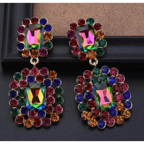 Newly Colorful Crystal ZA Dangle Earrings Charm Jewelry Boho Women Wedding Gifts Friends Party Statement Earrings Accessories