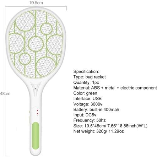 New Summer Cordless Electric Battery Powered Fly Mosquito Swatter Bug Zapper Racket Insects Killer Home Bug Zapper Rechargeable