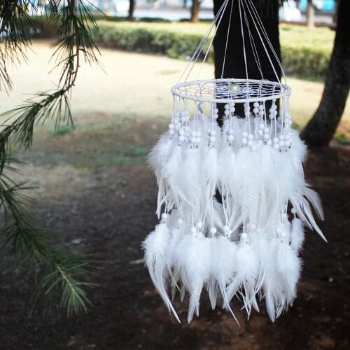 Artistic New Fashion Originality Wall Hanging Rooster Feather Pearl Dreamcatcher Wind Chimes Indian Pendant Dream Catcher Gifts