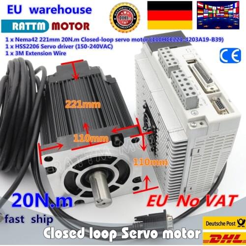 【DE ship】 Nema42 Closed loop Servo motor 20N.m/2880oz-in 110 Hybrid stepper motor & 3-phase Step-servo Driver CNC Controller Kit
