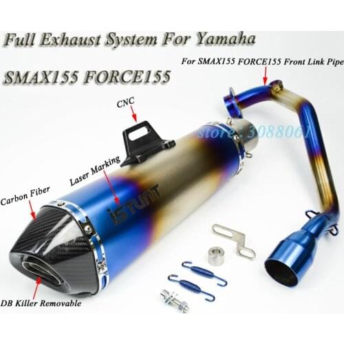 S MAX155 Motorycle Full System Exhaust Modified Slip On For Yamaha SMAX155 FORCE155 Front Link Pipe Moto Muffler With DB Killer