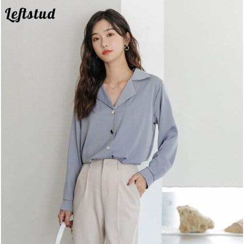 Professional white shirt ladies design sense niche models 2021 spring and autumn new Korean style suit collar casual chiffon top