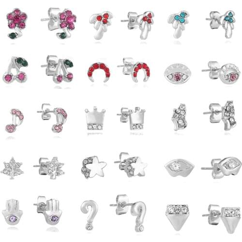 BAOPON Silver Plated Crystal Star Flower Rainbow Stud Earrings For Women Wife Cubic Zircon Female Earrings Bijoux Wedding Gift