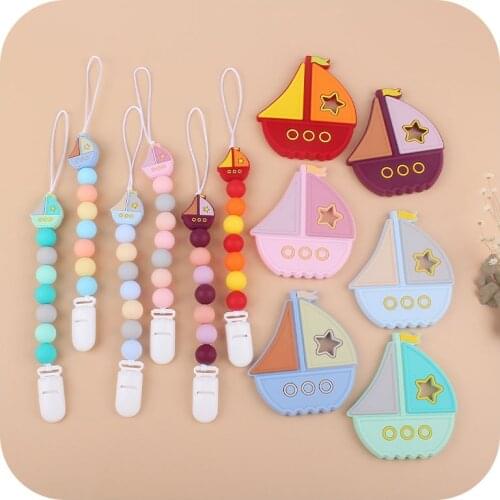 Baby Silicone Pacifier Holder Newborn Teething Soother Infant Chewing Teether Toys Pain Relief Teething Toy With Pacifier Chain