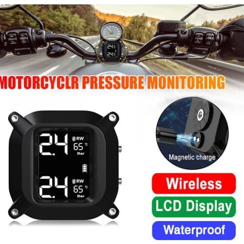 Motorcycle Tire Pressure Monitor System Waterproof Tyre Detective Wireless High Precision Equipment Time Display Accessory