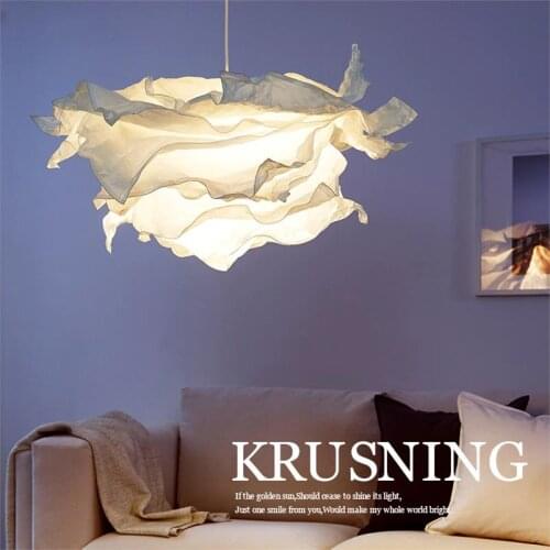 Nordic KRUSNING Chandelier Japanese Origami Lamp Warm Bedroom Lighting Handmade Cloud Lampshade Restaurant E27 DIY Chandelier