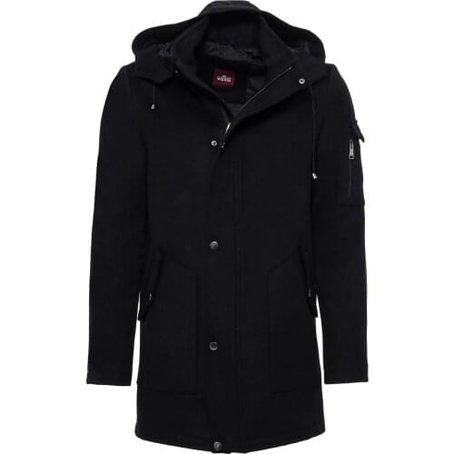 Hooded Cachet Hidden Zippered Black Coat