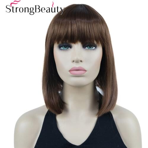 Strong Beauty Women BOB Wigs Synthetic Short Straight Wigs For Black Women