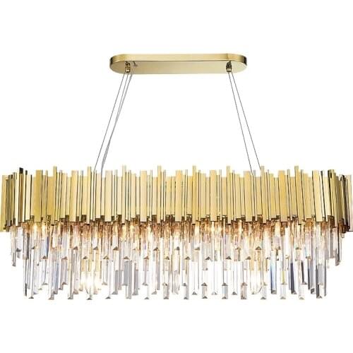 LED Modern Stainless Steel Crystal Gold Silver Oval LED Light.Pendant Lights.Pendant Lamp.Pendant light For Dinning Room Foyer