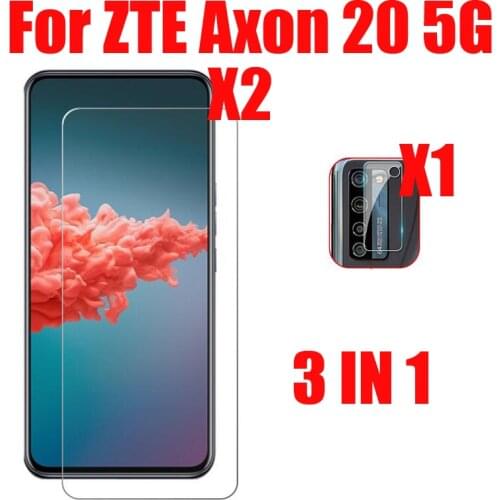 3-in-1 Case Glass For ZTE Axon 20 5G 4G A2121 Screen Protector Glass Full Protection on ZTE Axon 20 5G 4G Camera Lens Glass