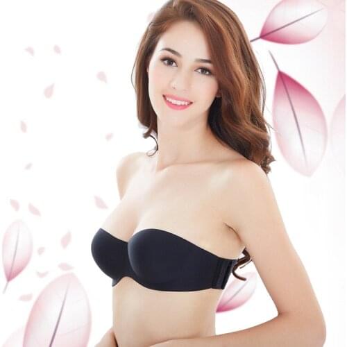 Big size Strapless women Bra one-piece Seamless bra Invisible Wedding bra Woven T-Shirt 1/2 Half A B Cup anti slip push up bra