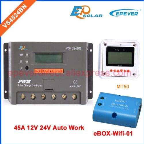 Lcd solar controller PWM EPsolar EPEVER regulator charger VS4524BN 45A 45amp wifi BOX MT50 remote meter 12v/24v