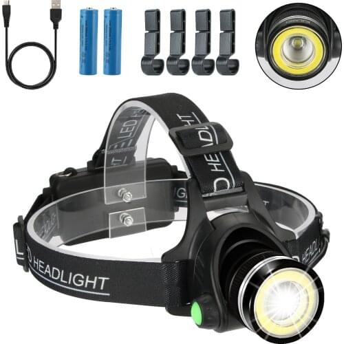 Zoomable Headlamp Flashlight T6 Waterproof USB Rechargeable Hard Hat Head Lamp Up-Close Work Head Light dropshopping